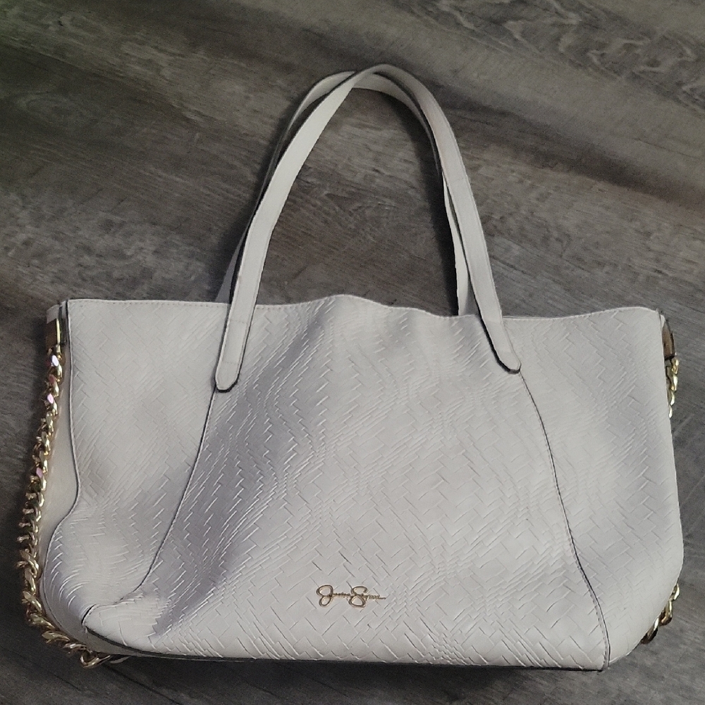 Jessica Simpson Cream Tote with Gold Accents
